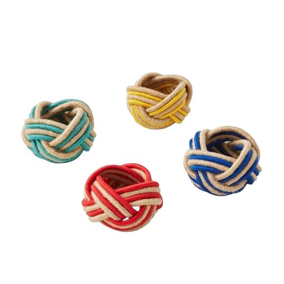 The Pioneer Woman Woven Napkin Rings 4 Pack Set New In Box 2.25" x1.38" Colorful - Picture 2 of 8